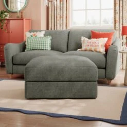 Hattie Tonal Plush Chenille Storage Footstool -Online Furniture Store 30886186 alt03