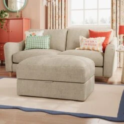 Hattie Tonal Plush Chenille Storage Footstool -Online Furniture Store 30886194