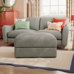 Hattie Slub Faux Linen Storage Footstool -Online Furniture Store 30886231 alt03