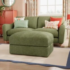 Hattie Slub Faux Linen Storage Footstool -Online Furniture Store 30886238