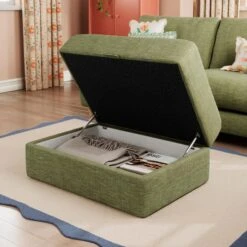 Hattie Slub Faux Linen Storage Footstool -Online Furniture Store 30886238 alt04