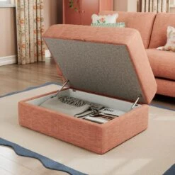 Hattie Slub Faux Linen Storage Footstool -Online Furniture Store 30886245 alt04