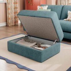 Hattie Tonal Plush Chenille Storage Footstool -Online Furniture Store 30886252 alt04