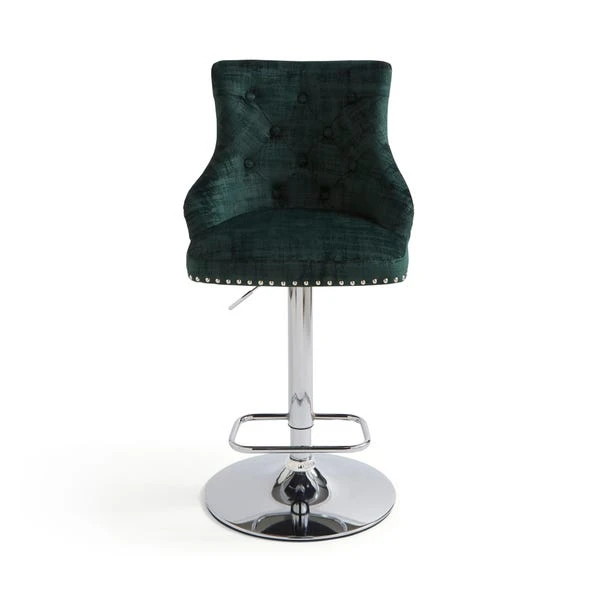Selena Adjustable Height Swivel Bar Stool, Velvet 12 Selena Adjustable Height Swivel Bar Stool, Velvet - Image 10