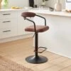 Houston Adjustable Height Swivel Bar Stool, Faux Leather 1 Houston Adjustable Height Swivel Bar Stool, Faux Leather -Online Furniture Store 30889726