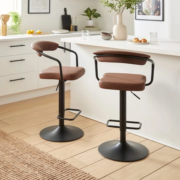 Houston Adjustable Height Swivel Bar Stool, Faux Leather 4 Houston Adjustable Height Swivel Bar Stool, Faux Leather - Image 2