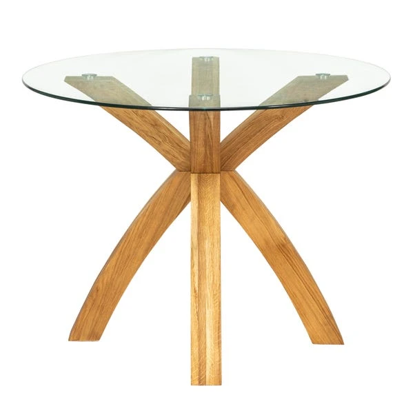 Xavi 4 Seater Round Dining Table, Glass And Oak 4 Xavi 4 Seater Round Dining Table, Glass And Oak - Image 2