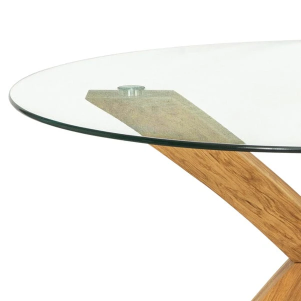 Xavi 4 Seater Round Dining Table, Glass And Oak 6 Xavi 4 Seater Round Dining Table, Glass And Oak - Image 4