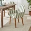 Agnes Carver Dining Chair, Olive Green Striped Fabric
