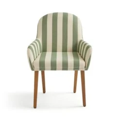 Agnes Carver Dining Chair, Olive Green Striped Fabric -Online Furniture Store 30891291 alt06