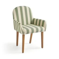 Agnes Carver Dining Chair, Olive Green Striped Fabric -Online Furniture Store 30891291 alt07
