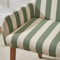 Agnes Carver Dining Chair, Olive Green Striped Fabric -Online Furniture Store 30891291 alt08