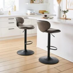 Donte Adjustable Height Swivel Bar Stool, Faux Leather -Online Furniture Store 30891306