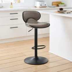 Donte Adjustable Height Swivel Bar Stool, Faux Leather -Online Furniture Store 30891306 alt01