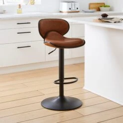 Donte Adjustable Height Swivel Bar Stool, Faux Leather -Online Furniture Store 30891307 alt01
