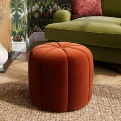 Pumpkin Velvet Footstool 21 Pumpkin Velvet Footstool -Online Furniture Store 30891422 alt01
