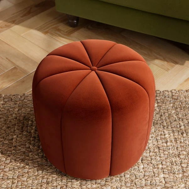 Pumpkin Velvet Footstool 11 Pumpkin Velvet Footstool - Image 9
