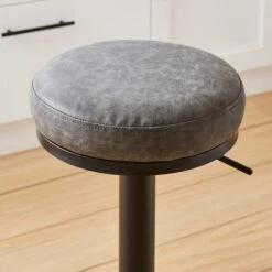 Jesper Adjustable Height Bar Stool, Charcoal Faux Leather -Online Furniture Store 30891491 alt02