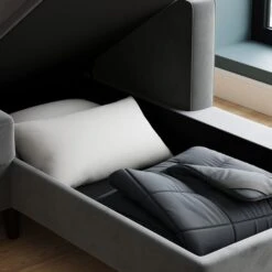 Zoe 4 Seater Corner Double Sofa Bed, Velvet -Online Furniture Store 30893242 alt02