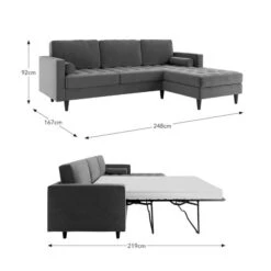 Zoe 4 Seater Corner Double Sofa Bed, Velvet -Online Furniture Store 30893242 alt09