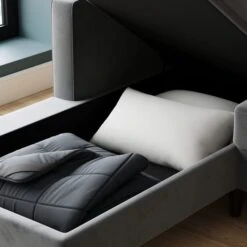 Zoe 4 Seater Corner Double Sofa Bed, Velvet -Online Furniture Store 30893243 alt02