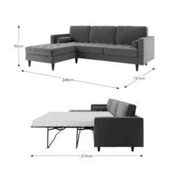 Zoe 4 Seater Corner Double Sofa Bed, Velvet -Online Furniture Store 30893243 alt09