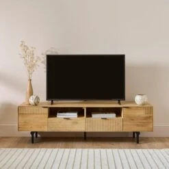 Spencer Extra Wide TV Unit For TVs Up To 80", Mango Wood