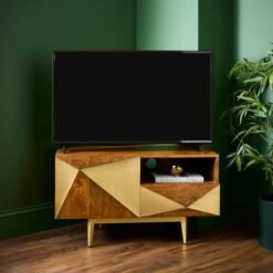 Zadie Corner TV Unit For TVs Up To 42", Mango Wood