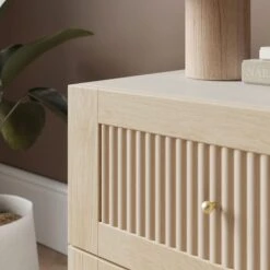 Maeva 2 Drawer Wide Bedside Table, Light Oak Effect -Online Furniture Store 30894268 alt03