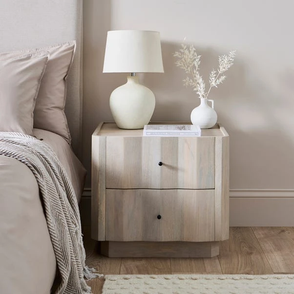Willa 2 Drawer Bedside Table, Mango Wood 3 Willa 2 Drawer Bedside Table, Mango Wood