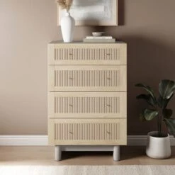 Maeva 4 Drawer Chest, Light Oak Effect