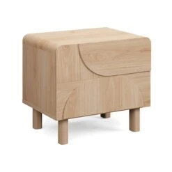 Aldo 2 Drawer Bedside Table, Light Oak -Online Furniture Store 30897613 alt05