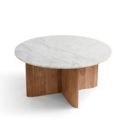 Arya Round Coffee Table, Mango Wood And Real Marble -Online Furniture Store 30897628 alt03