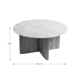Arya Round Coffee Table, Mango Wood And Real Marble -Online Furniture Store 30897628 alt09