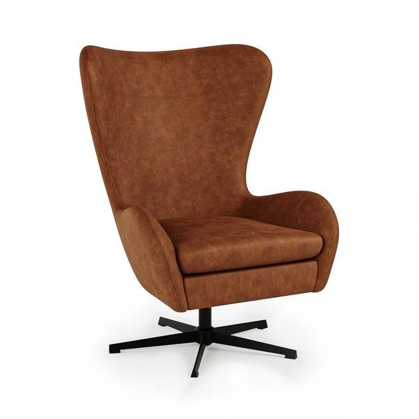 Kuvert Faux Leather Swivel Chair, Tan 4 Kuvert Faux Leather Swivel Chair, Tan - Image 2