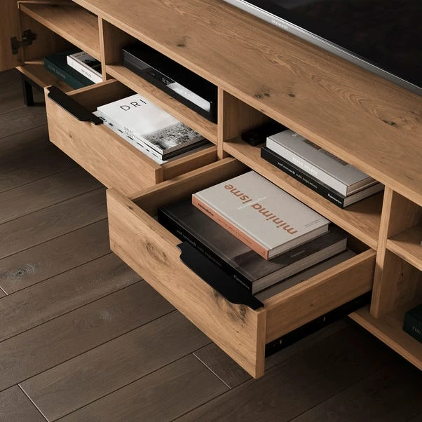 Reynolds Extra Wide TV Unit For TVs Up To 80", Rustic Oak Effect 5 Reynolds Extra Wide TV Unit For TVs Up To 80", Rustic Oak Effect - Image 3