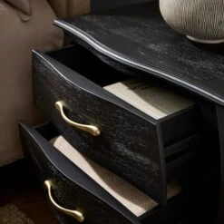 Keiko 2 Drawer Bedside Table, Black Mango Wood -Online Furniture Store 30901471 alt02