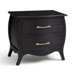 Keiko 2 Drawer Bedside Table, Black Mango Wood -Online Furniture Store 30901471 alt05