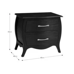 Keiko 2 Drawer Bedside Table, Black Mango Wood -Online Furniture Store 30901471 alt09