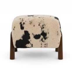 Curved Cow Fur Wooden Accent Stool 11 Curved Cow Fur Wooden Accent Stool -Online Furniture Store 30902104 alt03