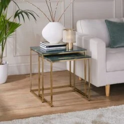 Daphne Square Nest Of 2 Tables, Real Marble -Online Furniture Store 30906191 alt01