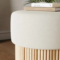 Amari Fluted Wooden Storage Footstool With Natural Flatweave Top -Online Furniture Store 30910750 alt03