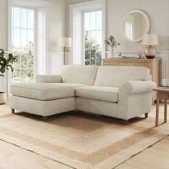 Flori Tonal Plush Chenille Corner Chaise Sofa -Online Furniture Store 30911135