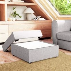 Square Soft Texture Storage Footstool -Online Furniture Store 30914146 alt01