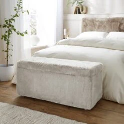 Elysia End Of Bed Ottoman, Faux Fur