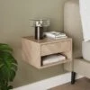 Casper 1 Drawer Floating Bedside Table, Mid Oak Effect -Online Furniture Store 30917480