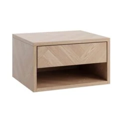 Casper 1 Drawer Floating Bedside Table, Mid Oak Effect -Online Furniture Store 30917480 alt04