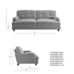 Martha Vintage Velvet 3 Seater Sofa -Online Furniture Store 30917769 alt09