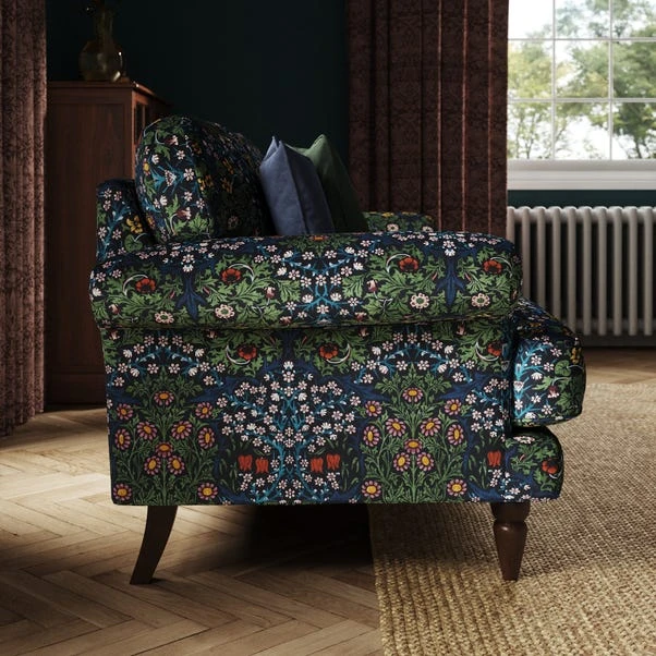 Jolene William Morris Blackthorn Print Velvet 3 Seater Sofa 4 Jolene William Morris Blackthorn Print Velvet 3 Seater Sofa - Image 2