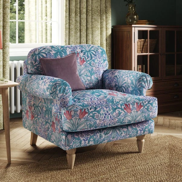 Jolene William Morris Woodland Weeds Print Velvet Snuggle Chair 11 Jolene William Morris Woodland Weeds Print Velvet Snuggle Chair - Image 9